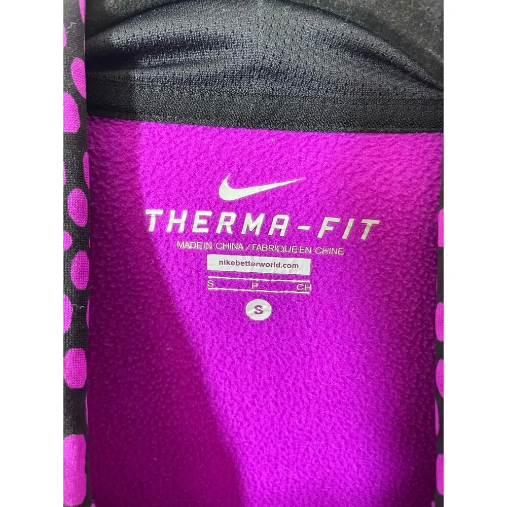 Nike Just Do It Sweatshirt Hoodie Purple Small Womens Polka Dot Thema-Fit